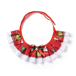 Cloth Pet's Christmas Lace Bandanas, Xmas Dog Cat Collar Bibs, with Resin Bells, Red, 865~880x11.5~11.7mm(AJEW-D051-06B)