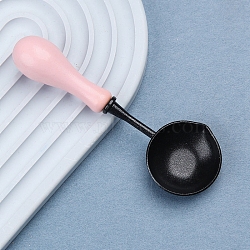 Alloy Sealing Wax Spoons, with Wood Handle, Stamp Heating Tool, Pink, 104x35mm(PW-WG94838-05)