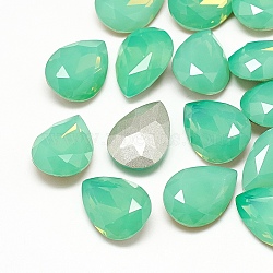 DIY Pointed Back K9 Glass Rhinestone Cabochons, Random Color Back Plated, Faceted, teardrop, Pacific Opal, 14x10x4mm(RGLA-T052-10x14-103)