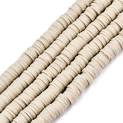 Pandahall 10 Strands Handmade Polymer Clay Beads Strands, for DIY Jewelry Crafts Supplies, Heishi Beads, Disc/Flat Round, Tan, 6x0.5~1mm, Hole: 1.8mm, about 290~320pcs/strand, 15.75 inch~16.14 inch(40~41cm)(CLAY-TA0001-25)