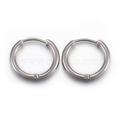 Tarnish Resistant 202 Stainless Steel Huggie Hoop Earrings, Hypoallergenic Earrings, with 316 Stainless Steel Pin, Stainless Steel Color, 12 Gauge, 13.5x14x2mm, Pin: 1mm.(EJEW-L205-02G-P)