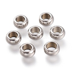 202 Stainless Steel Beads, Rondelle, Stainless Steel Color, 6x3mm, Hole: 3mm(X-STAS-I168-15B)