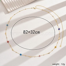 Elegant Summer Iron Rhinestone Evil Eye Waist Chains, Golden, Colorful, 820mm(WG1474-1)