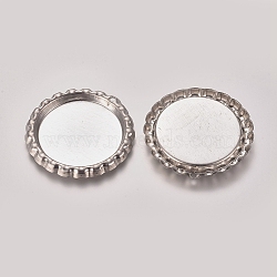 Tinplate Bottle Caps with Hole, Flat Round Pendant Cabochon Settings, for DIY Crafts Pendants, Necklaces Jewelry Making, Platinum, Tray: 25.4mm, 33x2.8mm, Hole: 1.3mm(IFIN-CJ0001-68)