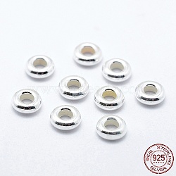 925 Sterling Silver Crimp Beads, Rondelle, Silver, 7x2.5mm, Hole: 2.5mm(STER-G027-26S-7mm)