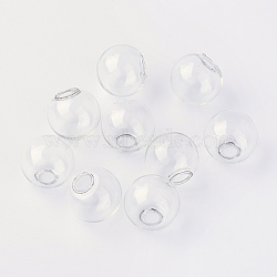 Round Mechanized Blown Glass Globe Ball Bottles, for Stud Earring or Crafts, Clear, 10mm, Half Hole: 3~5mm(X-BLOW-R001-10mm)