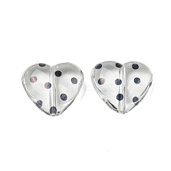 Transparent Printed Acrylic Beads, Heart, Black, 16.5x18x7mm, Hole: 1.5mm(OACR-H124-03F)