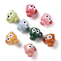 Baking Paint Acrylic Beads, with Enamel, Cup, Mixed Color, 16x18x13.5mm, Hole: 2.7mm(MACR-M032-03)