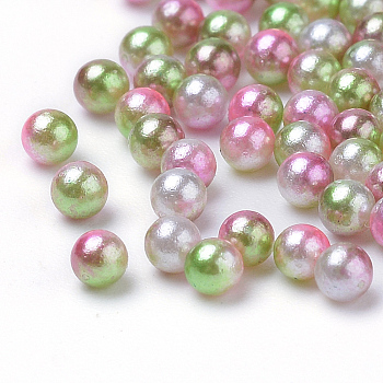 Rainbow Acrylic Imitation Pearl Beads, Gradient Mermaid Pearl Beads, No Hole, Round, Dark Sea Green, 8mm, about 2000pcs/bag