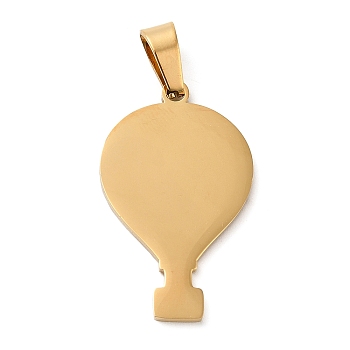 Ion Plating(IP) 304 Stainless Steel Pendants, Stamping Blank Tag, Hot Air Balloon Charm, Golden, 28.5x17.5x1mm, Hole: 6.5x4mm