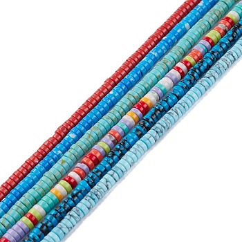 Synthetic Turquoise Beads Strands, Dyed, Heishi Beads, Flat Round/Disc, Mixed Color, 4x1mm, Hole: 1mm, 15.24~16.06 inch(38.7~40.8cm)