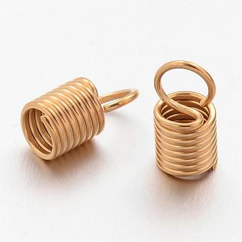 Ion Plating(IP) 304 Stainless Steel Coil Cord End, Tube, Golden, 11x5.5mm, Hole: 4mm, 4mm inner diameter