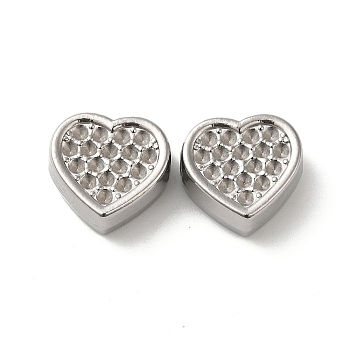 304 Stainless Steel Beads, Heart, Stainless Steel Color, 13x13.5x6mm, Hole: 2.2mm
