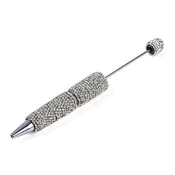 Iron Beadable Pen, Ball-Point Pen, with Polymer Clay Rhinestone, for DIY Personalized Pen with Jewelry Beads, Crystal, 149x16mm