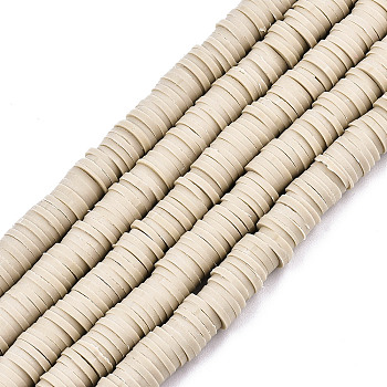 Pandahall 10 Strands Handmade Polymer Clay Beads Strands, for DIY Jewelry Crafts Supplies, Heishi Beads, Disc/Flat Round, Tan, 6x0.5~1mm, Hole: 1.8mm, about 290~320pcs/strand, 15.75 inch~16.14 inch(40~41cm)