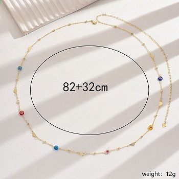 Elegant Summer Iron Rhinestone Evil Eye Waist Chains, Golden, Colorful, 820mm