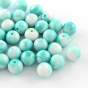 Opaque Acrylic Beads, Round, Turquoise, 12mm, Hole: 2mm