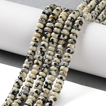 Natural Dalmatian Jasper Beads Strands, Rondelle, 4~4.5x2~2.5mm, Hole: 1.2mm, about 155~163pcs/strand, 15.16''~15.35''(38.5~39cm)