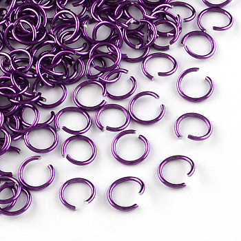 Aluminum Wire Open Jump Rings, Dark Violet, 20 Gauge, 6x0.8mm, Inner Diameter: 5mm, about 2150pcs/50g