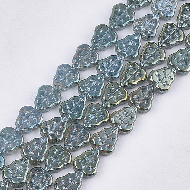 Medium Aquamarine Leaf Glass Beads