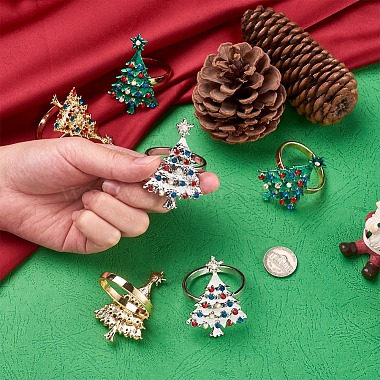 Mega Pet 6Pcs 3 Style Christmas Tree Alloy Napkin Rings(AJEW-MP0001-32)-5