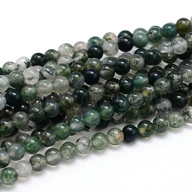 6mm Round Moss Agate Beads
