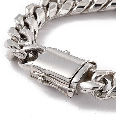304 pulsera de cadenas de acero inoxidable con cierre de calavera de diamantes de imitación para mujer(BJEW-E107-09P)-4