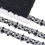 20 Yards Polyester Musical Note Lace Trim Ribbon, Garment Accessories, Black, 1-1/8 inch(28mm)(OCOR-GF0004-44B)