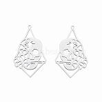 Non-Tarnish 201 Stainless Steel Pendants, Skull, Stainless Steel Color, 38.5x22.5x1mm, Hole: 1.2mm(STAS-N090-LA904-1)