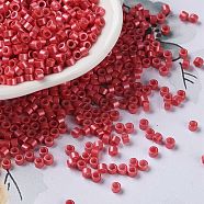 Baking Paint Glass Seed Beads, Cylinder, Crimson, 2.5x2mm, Hole: 1.4mm, about 45359pcs/pound(SEED-S042-15A-06)