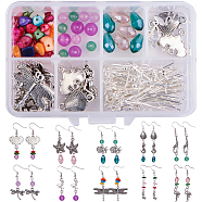 SUNNYCLUE DIY Earring Making, with Tibetan Style Alloy Links, Alloy Pendants, Jade/Shell/Glass Beads and Brass Earring Hooks, Mixed Color, 11x7x3cm(DIY-SC0005-65)