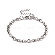 304 Stainless Steel Cable Chain Bracelet for Men Women, Stainless Steel Color, 6-7/8 inch(17.5cm), Link: 6x4.5x1.4mm(BJEW-E031-01P-07)