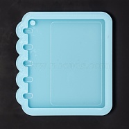 DIY Pendant Silicone Molds, Resin Casting Molds, Clay Craft Mold Tools, Note Book Shape, Blue, 86x80x8mm, Hole: 4mm(DIY-P026-05)