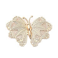Brass Pendants, Butterfly Charm, Light Gold, 28x40.5x3mm, Hole: 1.8mm(KK-H454-14KCG)