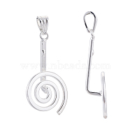 Brass Spiral Donut Bails, Donuthalter, Fit For Pi Disc Pendants Jewelry Making, Silver Color Plated, 43x18x9mm, Hole: 7mm, Inner Size(Place for Donut): 20x5mm(X-KK-L031A-59S)