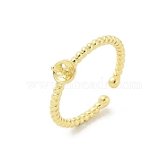 Brass Open Cuff Ring Settings, for Half-drilled Beads, Golden, 2~2.5mm, Adjustable, Pin: 1mm(KK-G518-02G-02)