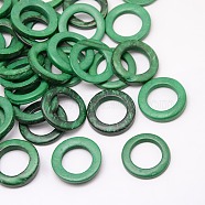 Dyed Wood Jewelry Findings Coconut Linking Rings, Dark Green, 20~23x2~5mm(COCO-O006C-01)
