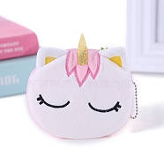 Plush Unicorn Coin Purses, Change Zipper Purse Keychain Wallets, Pink, 100x110mm(PW-WG5488C-02)