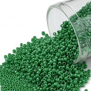 TOHO Round Seed Beads, Japanese Seed Beads, (47D) Opaque Shamrock, 15/0, 1.5mm, Hole: 0.7mm, about 3000pcs/10g(X-SEED-TR15-0047D)