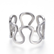 304 Stainless Steel Wide Band Rings, Hollow, Stainless Steel Color, Size 9, 19mm(RJEW-G081-29P-19mm)
