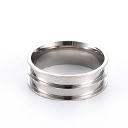 201 Stainless Steel Ring Core Blank for Inlay Jewelry Making, Double Channel Beveled Edge Ring, Stainless Steel Color, Size 10, Inner Diameter: 20mm(RJEW-ZX002-05-10)