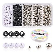 DIY Letter Beaded Stretch Bracelet Making Kit, Including ABS Plastic Round & Acrylic Flat Round Beads, Elastic Thread, Mixed Color, Beads: 560pcs/bag(DIY-YW0006-05)