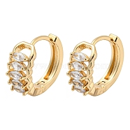 Brass with Clear Cubic Zirconia Hoop Earrings, Horse Eye, Light Gold, 14.5x6.5mm(EJEW-B035-41KCG)