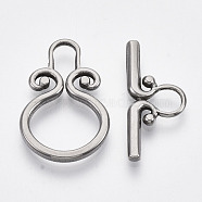 304 Stainless Steel Toggle Clasps, Ring, Stainless Steel Color, Ring: 23x15x2mm, Hole: 7x4mm, Bar: 22x10x2, Hole: 5mm(X-STAS-N087-07)