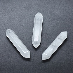 Natural Quartz Crystal No Hole Healing Stones, Reiki Energy Balancing Meditation Therapy Wand, Faceted, Double Terminated Points, 51~55x10.5~11x9.5~10mm(G-G760-J06)