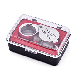 Stainless Steel Folding Jewelry Loupe, Portable Magnifying Glass, 10X Magnification, Stainless Steel Color, 5.1x2.05x1.8cm, Fold Up: 3.1x2.05x1.8cm, Hole: 2x3mm(TOOL-L010-005)