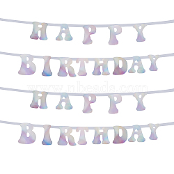 2 Sets Laser Paper Word Happy Birthday Garlands, Hanging Streamer, for Birthday Party Decoration, Colorful, 140~143x74~145x0.5mm, Hole: 4.5mm(AJEW-HY0001-21)