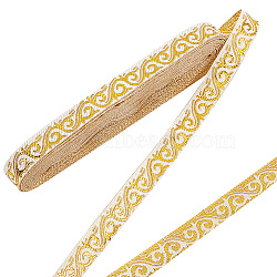 7M Ethnic Style Polyester Ribbon, Jacquard Cloud Ribbon, Clothing Accessories, Flat, Yellow, 3/8 inch(10~11mm), about 7.66 Yards(7m)/Roll(OCOR-WH0085-21)