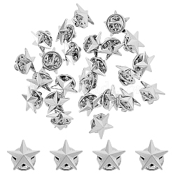 24Pcs Pentagram Alloy Brooch, Creative Badge for Backpack Clothes, Platinum, 15mm, Pin: 1.1mm(JEWB-FH0001-25P)