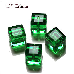 K9 Glass, Imitation Austrian Crystal Beads, Grade AAA, Faceted, Cube, Green, 4x4x4mm(size within the error range of 0.5~1mm), Hole: 0.7~0.9mm(SWAR-F074-4x4mm-15)